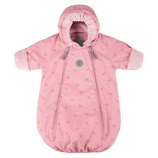 Pink Reflective Merino Wool-Lined Spring/Autumn Bunting Pram Suit