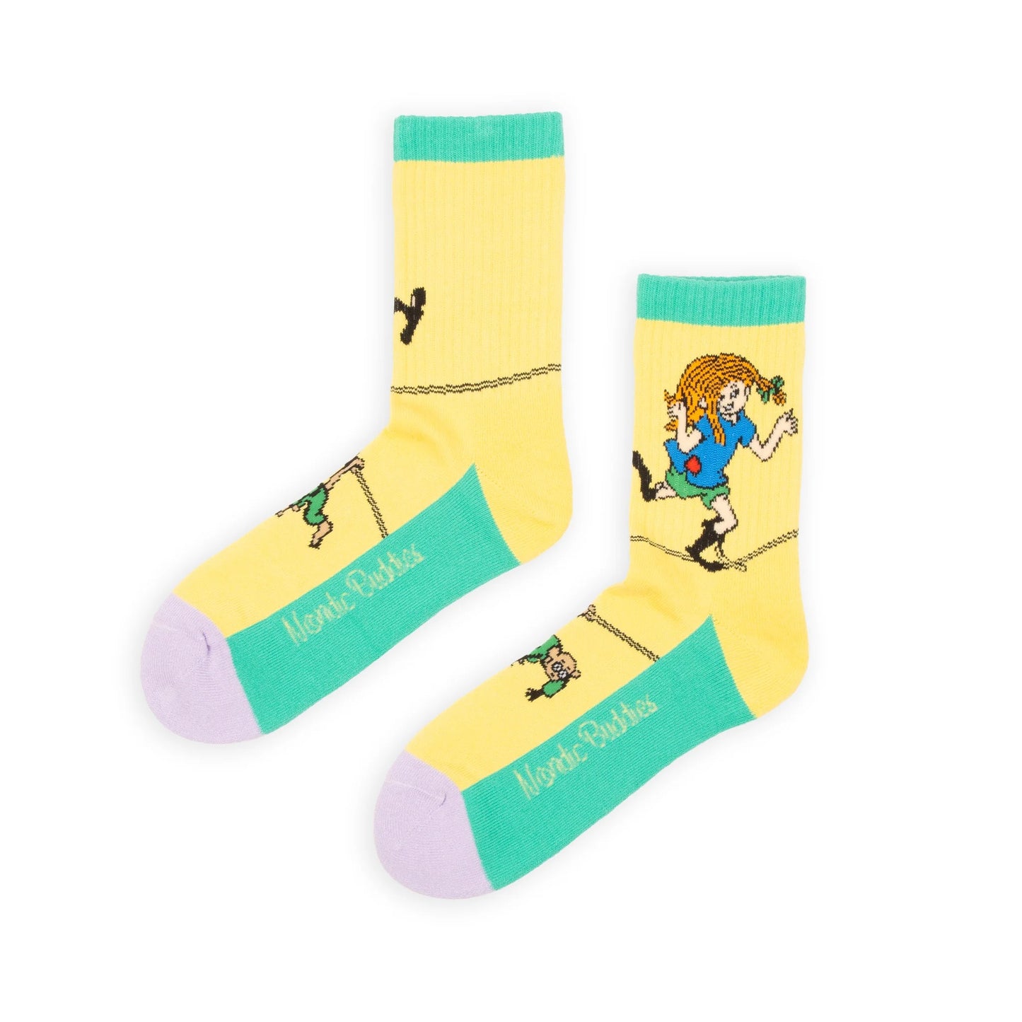 Pippi and the Tightrope Yellow Panel Socks For Women
