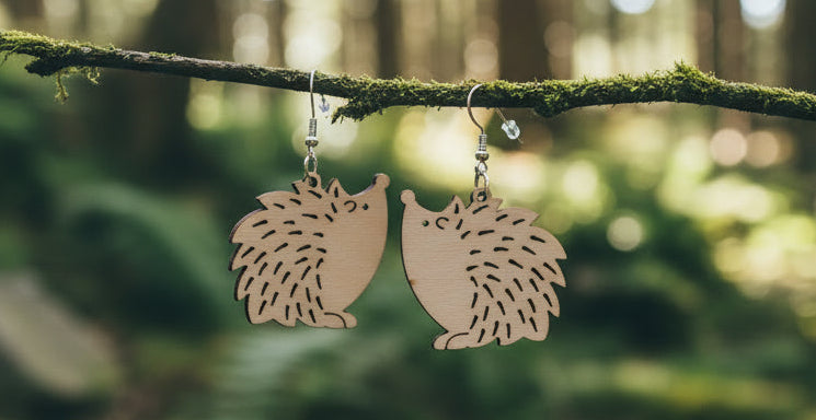 Metsämaahisen Siili – puiset korvakorut
