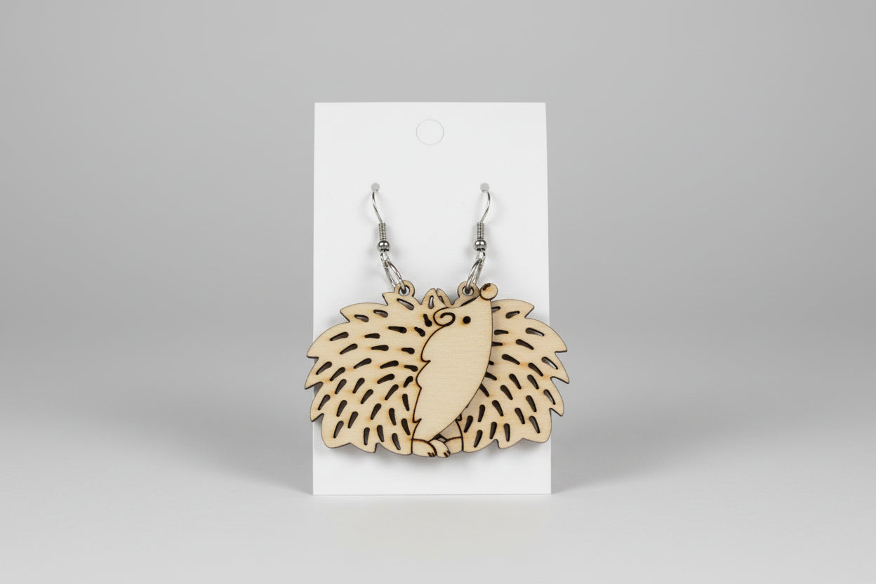 Metsämaahisen Siili – puiset korvakorut