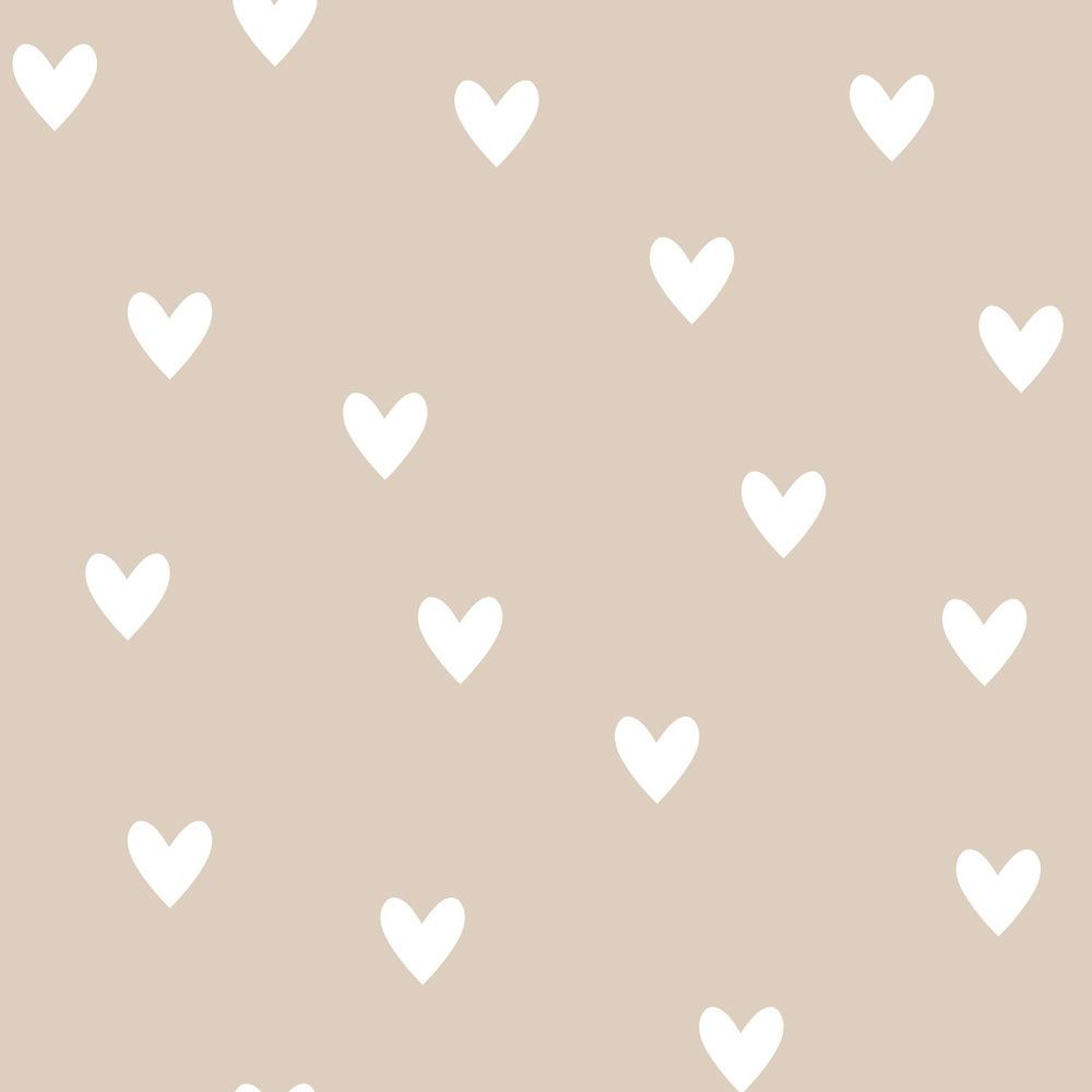 Simple Hearts Wallpaper - Beige