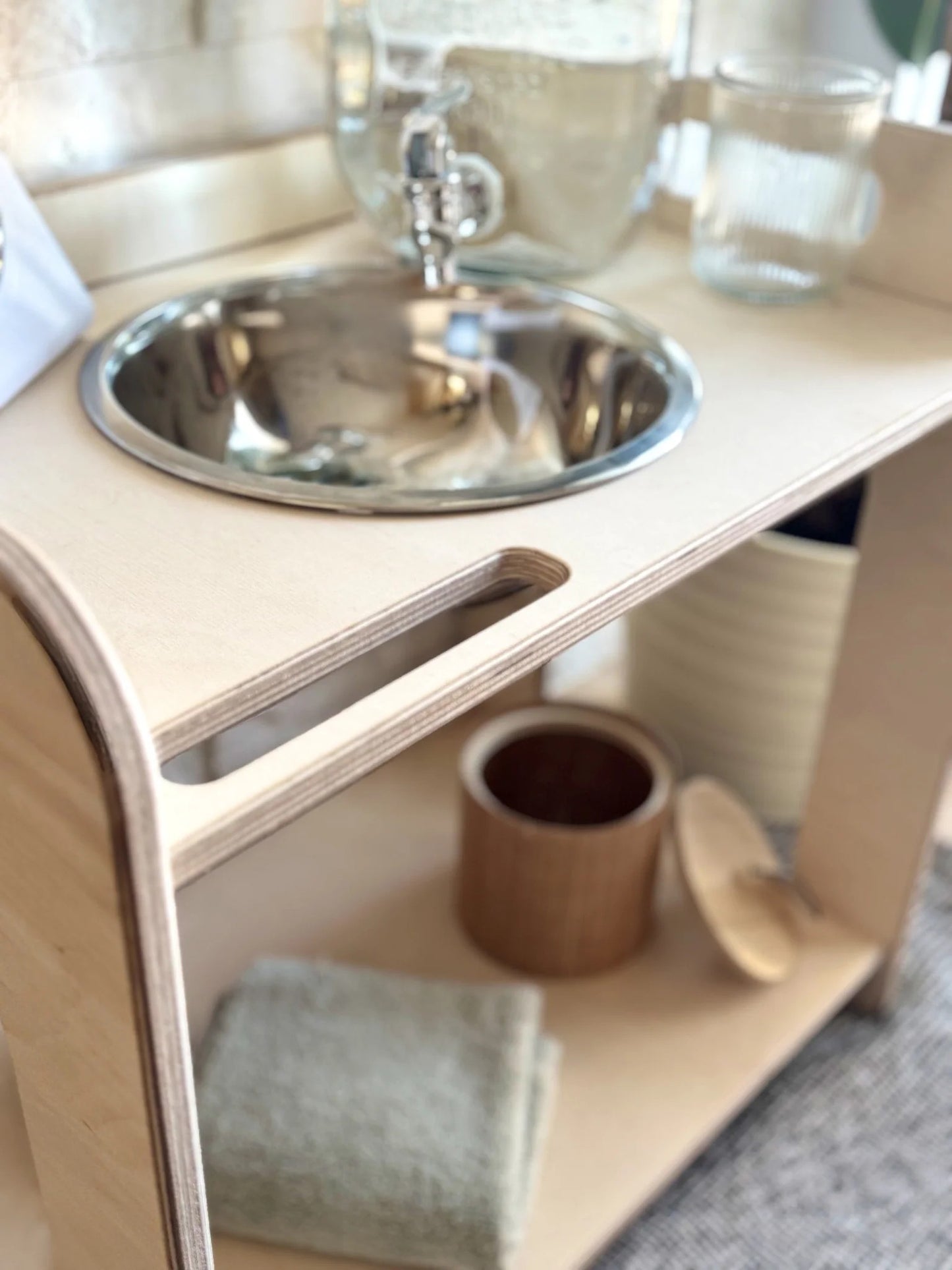 Small Single Montessori Open-Bowl Wash Station
