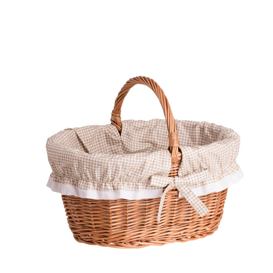Walerissa Shopping Basket With Wicker Handle And Beige Trim