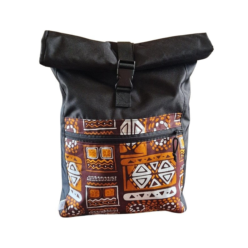 Waterproof Rolltop Backpack - Orange Pattern