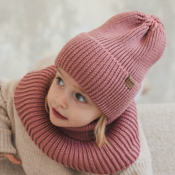 Winter Merino Wool Hat for Kids - Blush