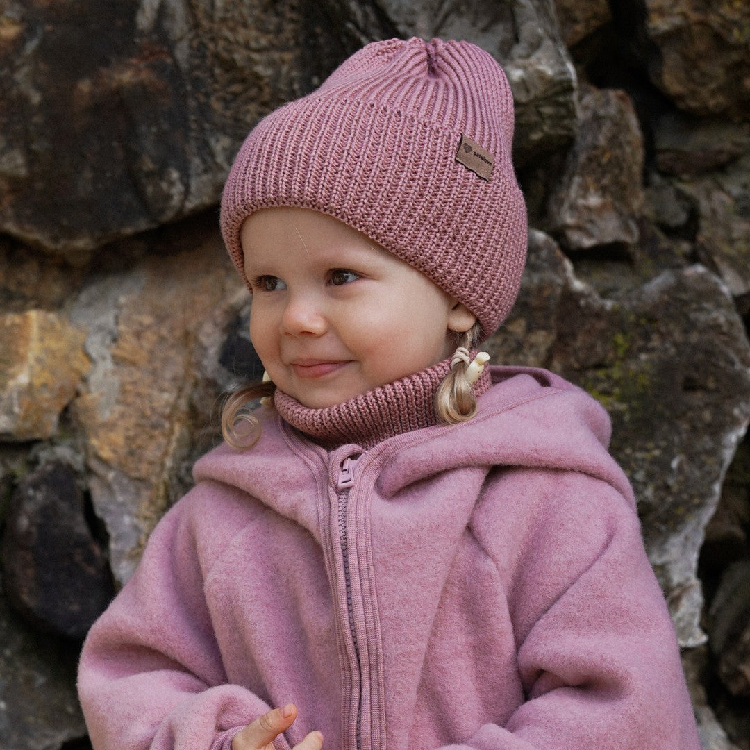 Winter Merino Wool Hat for Kids - Blush