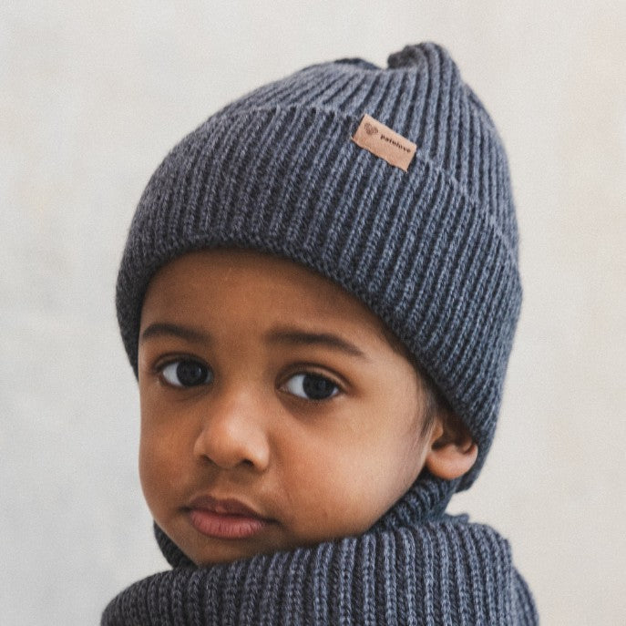 Winter Merino Wool Hat for Kids - Graphite