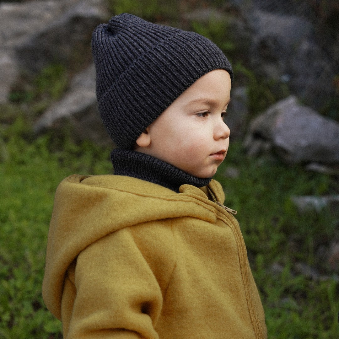 Winter Merino Wool Hat for Kids - Graphite