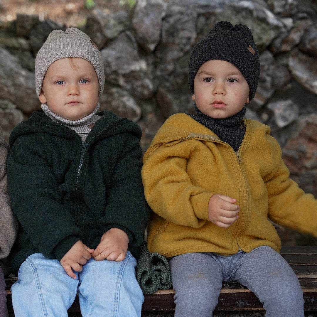 Winter Merino Wool Hat for Kids - Graphite
