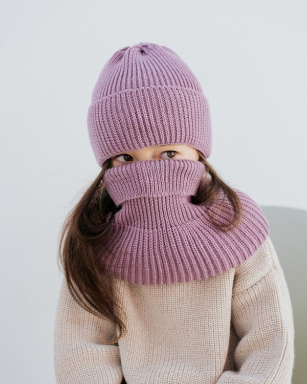 Winter Merino Wool Hat for Kids - Lilac