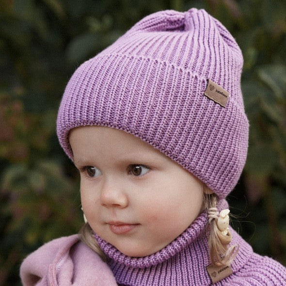 Winter Merino Wool Hat for Kids - Lilac