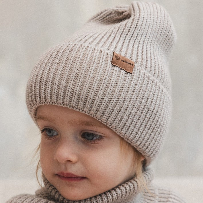 Winter Merino Wool Hat for Kids - Oat