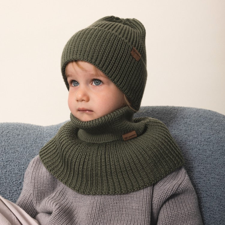 Winter Merino Wool Hat for Kids - Olive