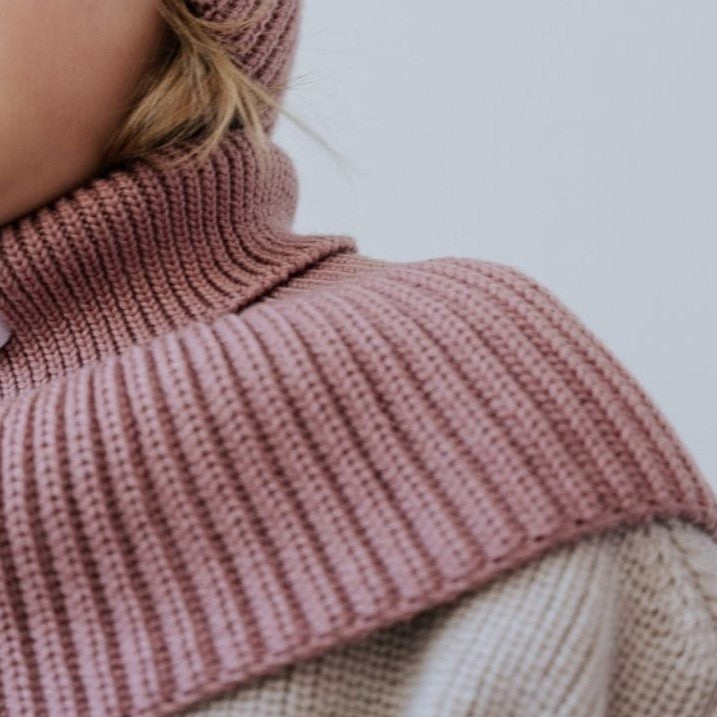 Winter Merino Wool Tube Scarf for Kids - Blush
