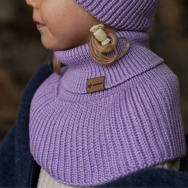 Winter Merino Wool Tube Scarf for Kids - Lavender